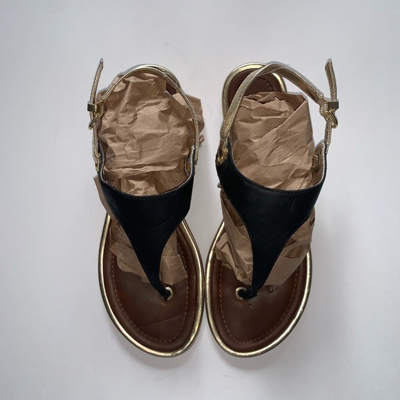 Aldo Black/Gold Sandals - Picture 1 of 3